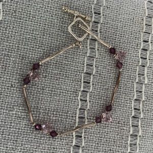 Purple and silver beaded bracelet